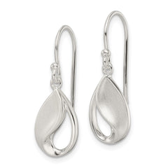 Sterling Silver Polished and Satin Teardrop Fancy Dangle Earrings