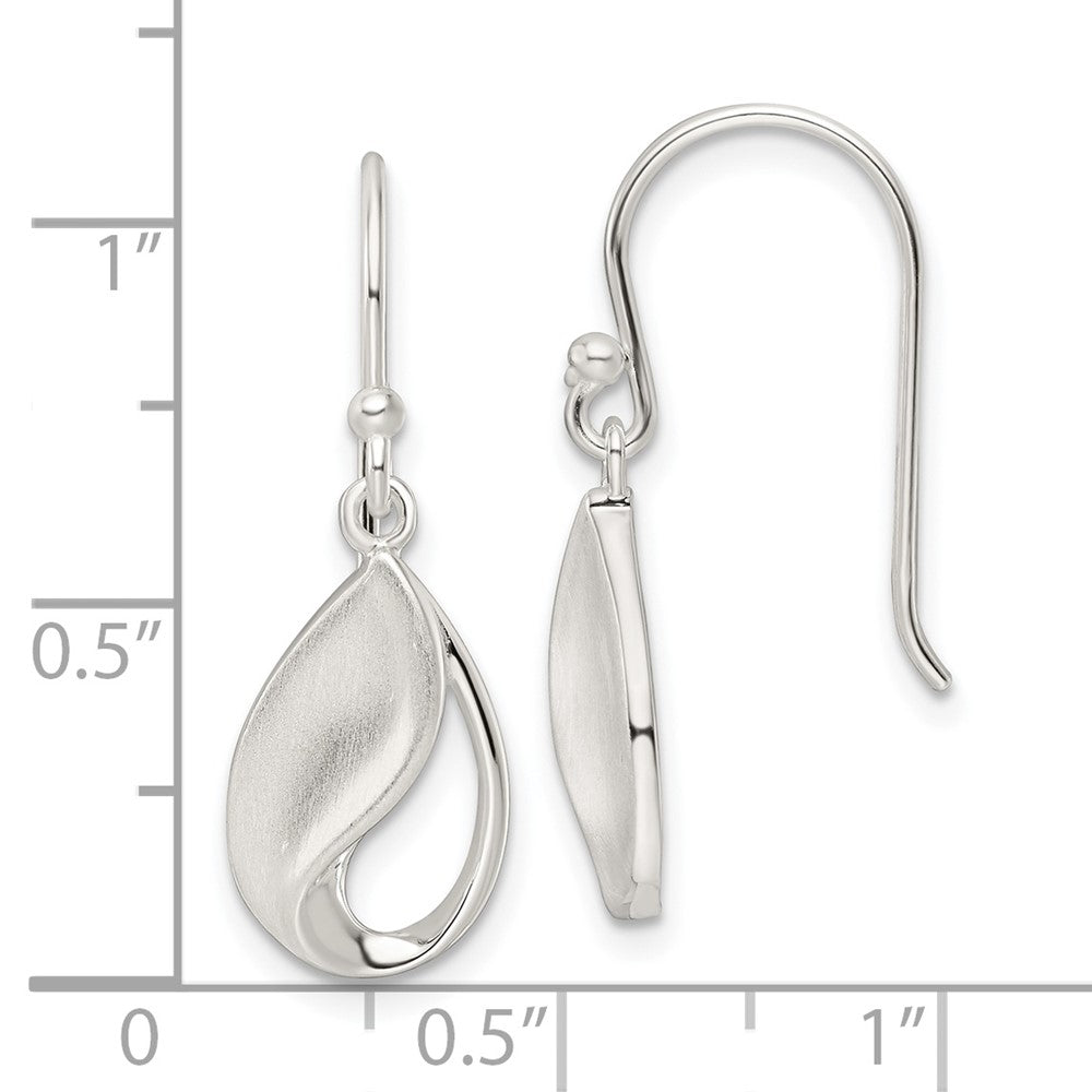Sterling Silver Polished and Satin Teardrop Fancy Dangle Earrings