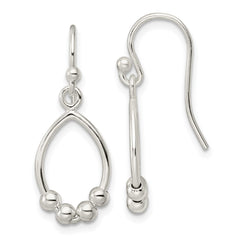 Sterling Silver Polished Diamond-cut Oval Dangle Earrings