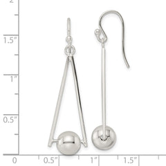 Sterling Silver Triangle with Ball Dangle Shepherd Hook Earrings