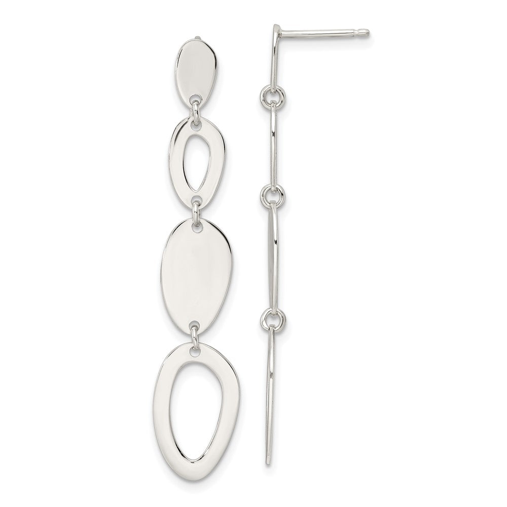 Sterling Silver Oval Dangles Post Earrings