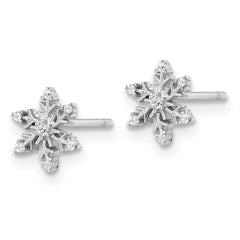 Rhodium-plated Sterling Silver Polished CZ Snowflake Earrings