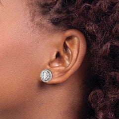 Sterling Silver Polished Rhodium-plated CZ 6mm Stud Earrings with Jackets