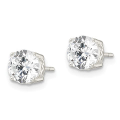 Sterling Silver Polished CZ Circle Post Earrings