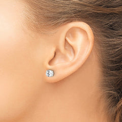 Sterling Silver Polished CZ Circle Post Earrings