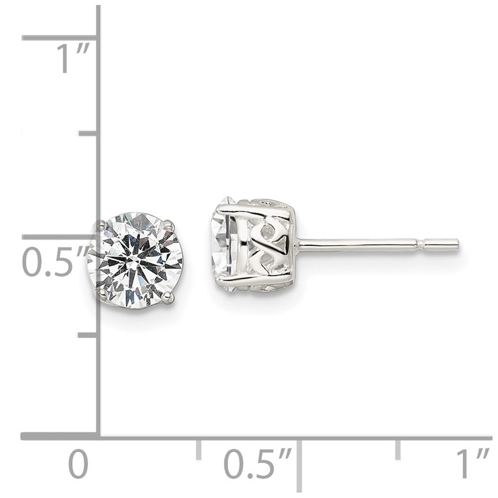 Sterling Silver Polished CZ Circle Post Earrings
