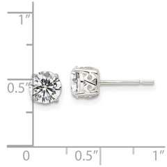 Sterling Silver Polished CZ Circle Post Earrings
