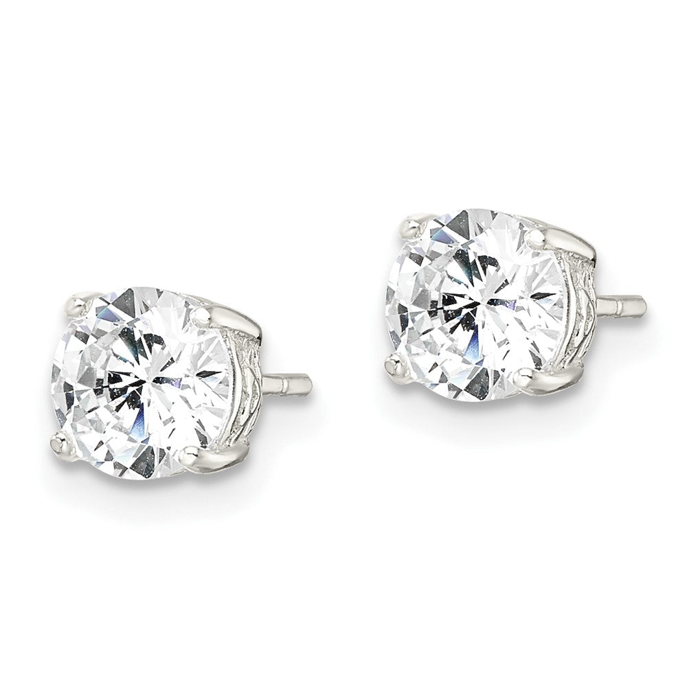Sterling Silver Polished CZ Circle Post Earrings