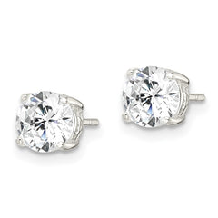 Sterling Silver Polished CZ Circle Post Earrings