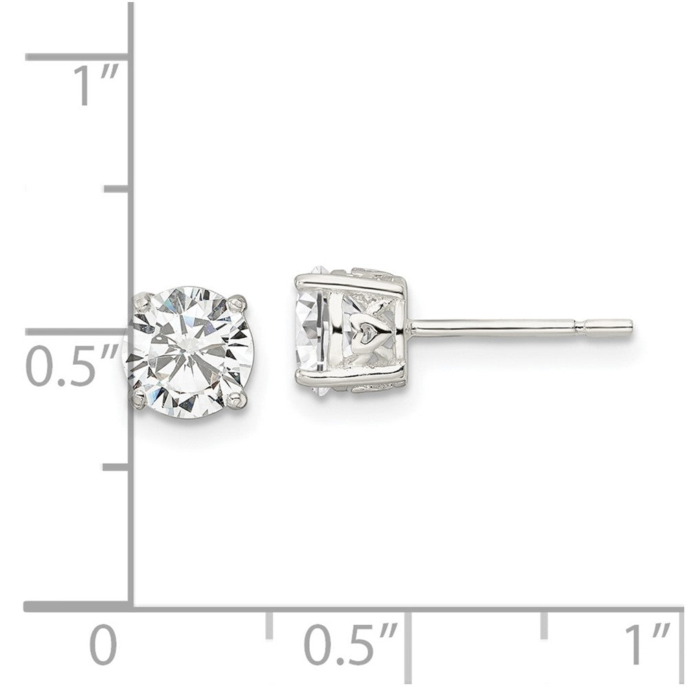 Sterling Silver Polished CZ Circle Post Earrings