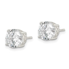 Sterling Silver Polished CZ Circle Post Earrings