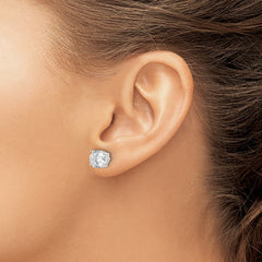 Sterling Silver Polished CZ Circle Post Earrings