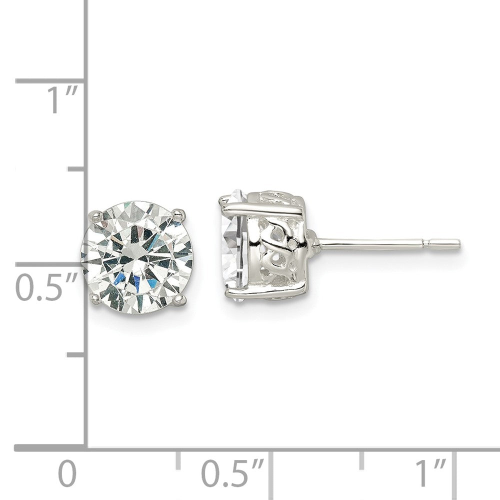 Sterling Silver Polished CZ Circle Post Earrings