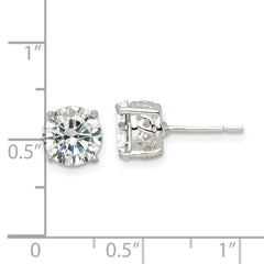 Sterling Silver Polished CZ Circle Post Earrings