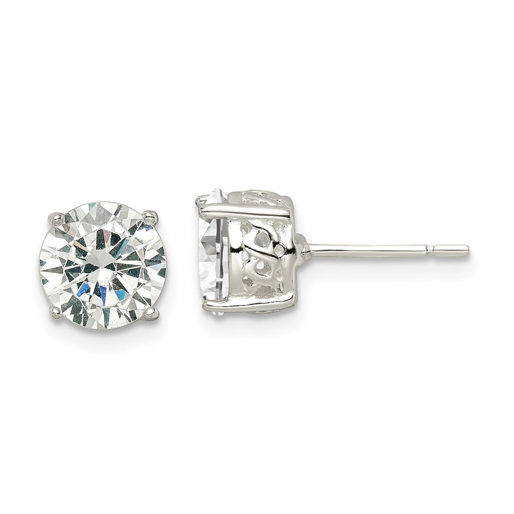 Sterling Silver Polished CZ Circle Post Earrings