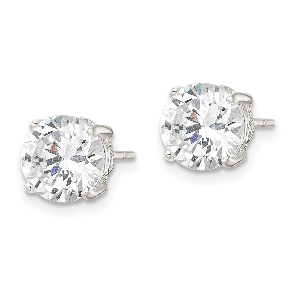 Sterling Silver Polished CZ Circle Post Earrings