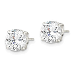 Sterling Silver Polished CZ Circle Post Earrings