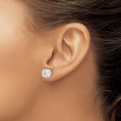 Sterling Silver Polished CZ Circle Post Earrings