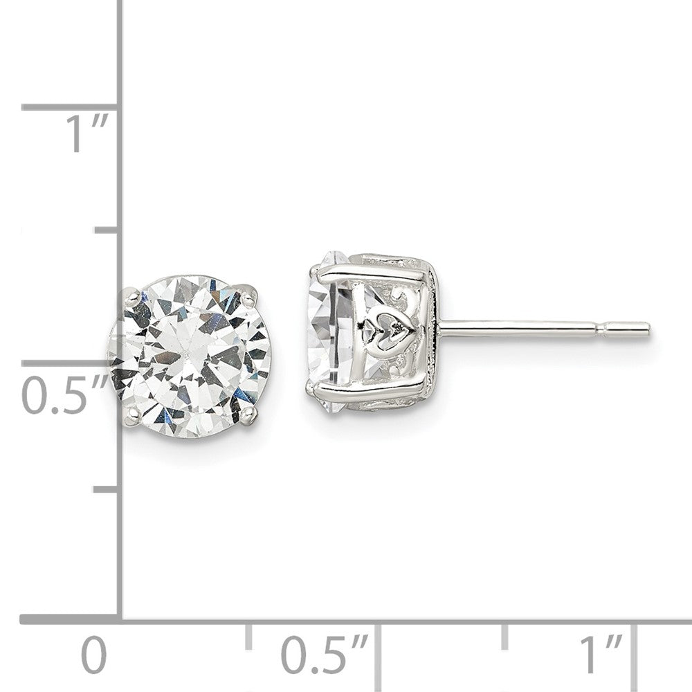 Sterling Silver Polished CZ Circle Post Earrings