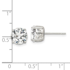 Sterling Silver Polished CZ Circle Post Earrings