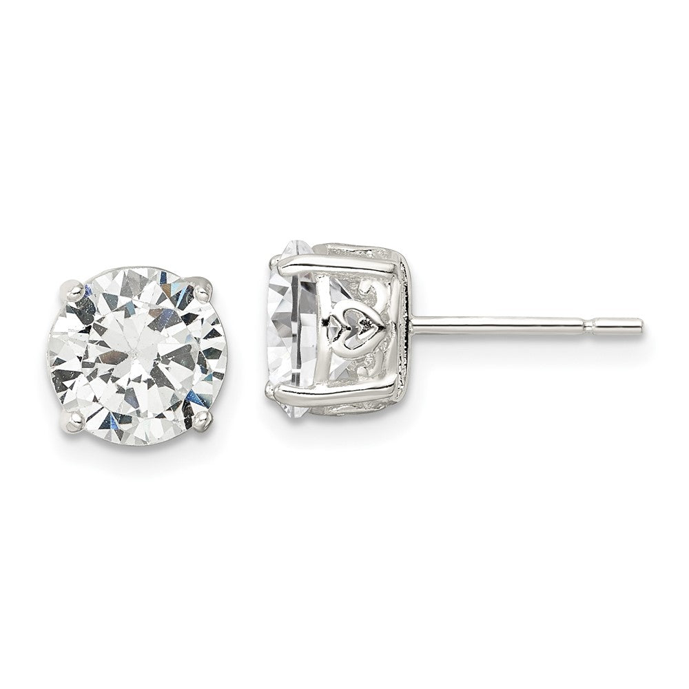 Sterling Silver Polished CZ Circle Post Earrings