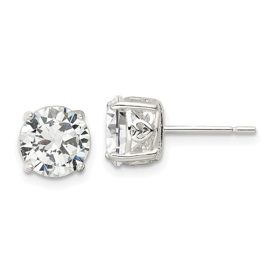 Sterling Silver Polished CZ Circle Post Earrings