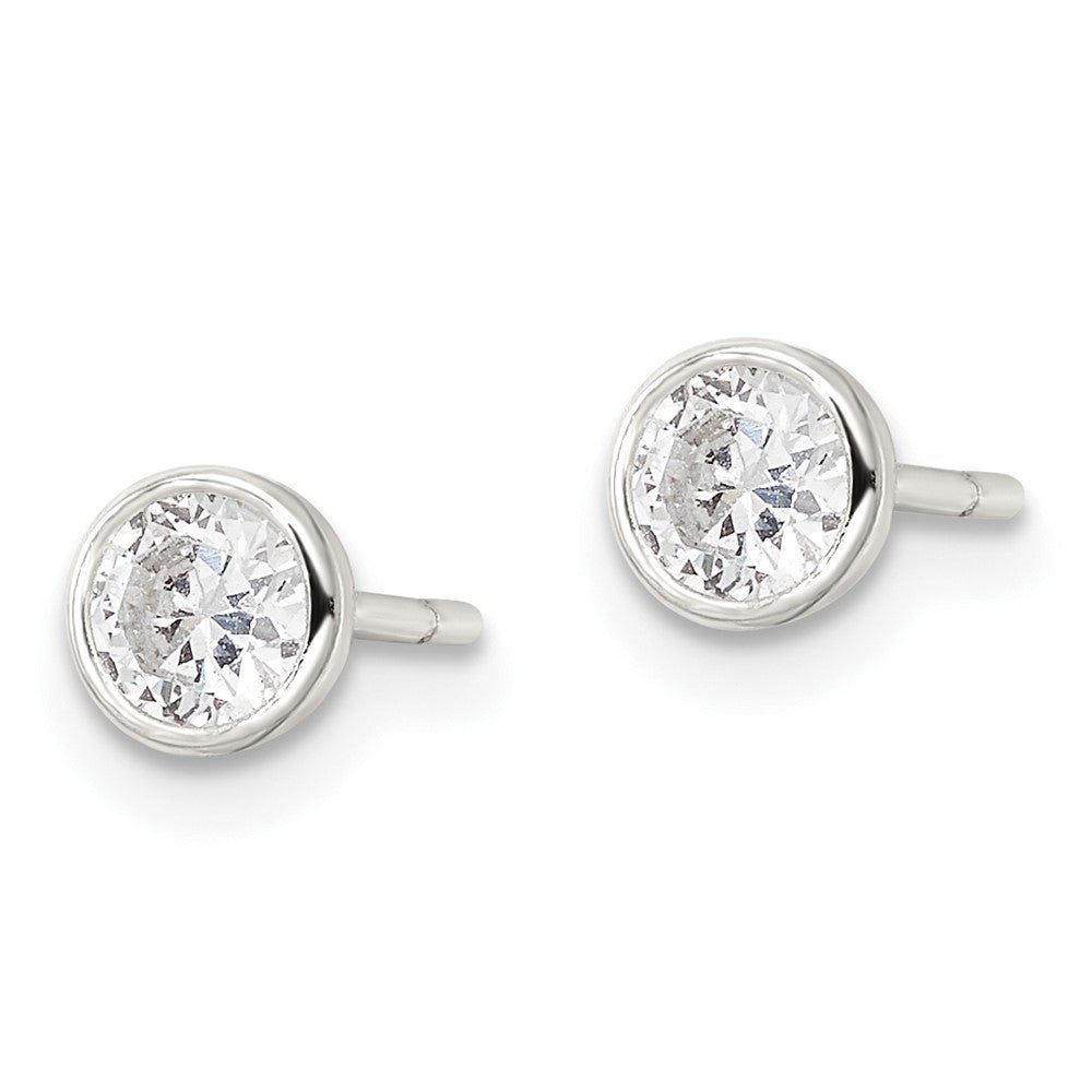 Sterling Silver Polished CZ Post Earrings