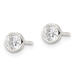 Sterling Silver Polished CZ Post Earrings