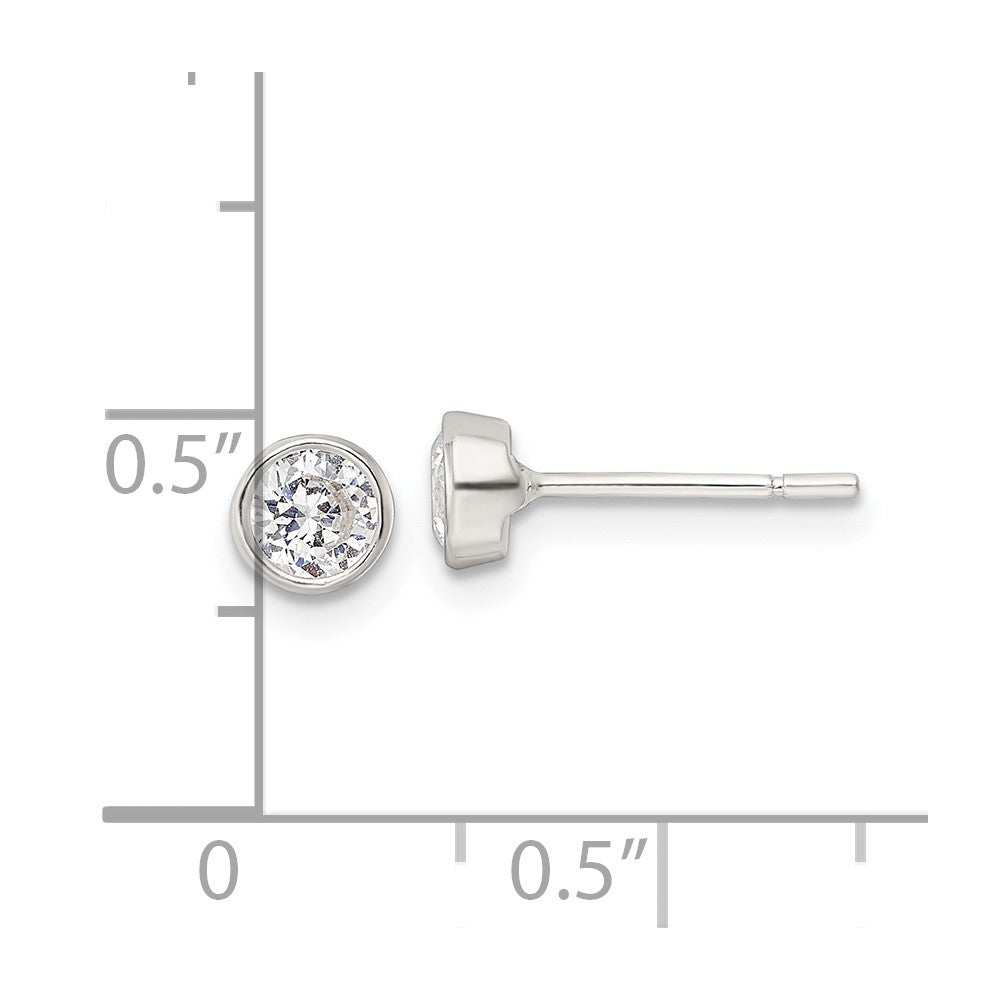 Sterling Silver Polished CZ Post Earrings