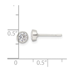 Sterling Silver Polished CZ Post Earrings