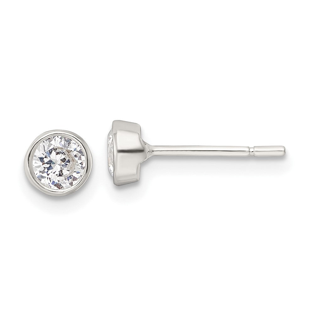 Sterling Silver Polished CZ Post Earrings