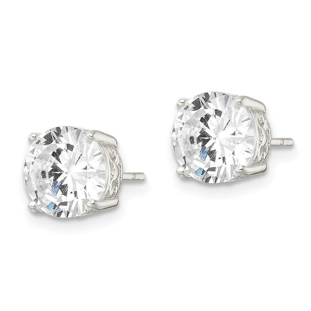 Sterling Silver Polished CZ Circle Post Earrings