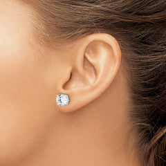 Sterling Silver Polished CZ Circle Post Earrings