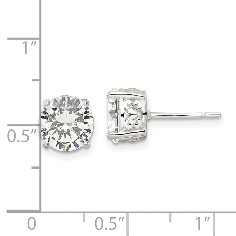 Sterling Silver Polished CZ Circle Post Earrings
