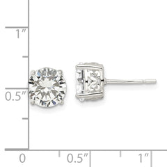Sterling Silver Polished CZ Circle Post Earrings