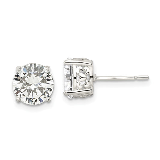 Sterling Silver Polished CZ Circle Post Earrings