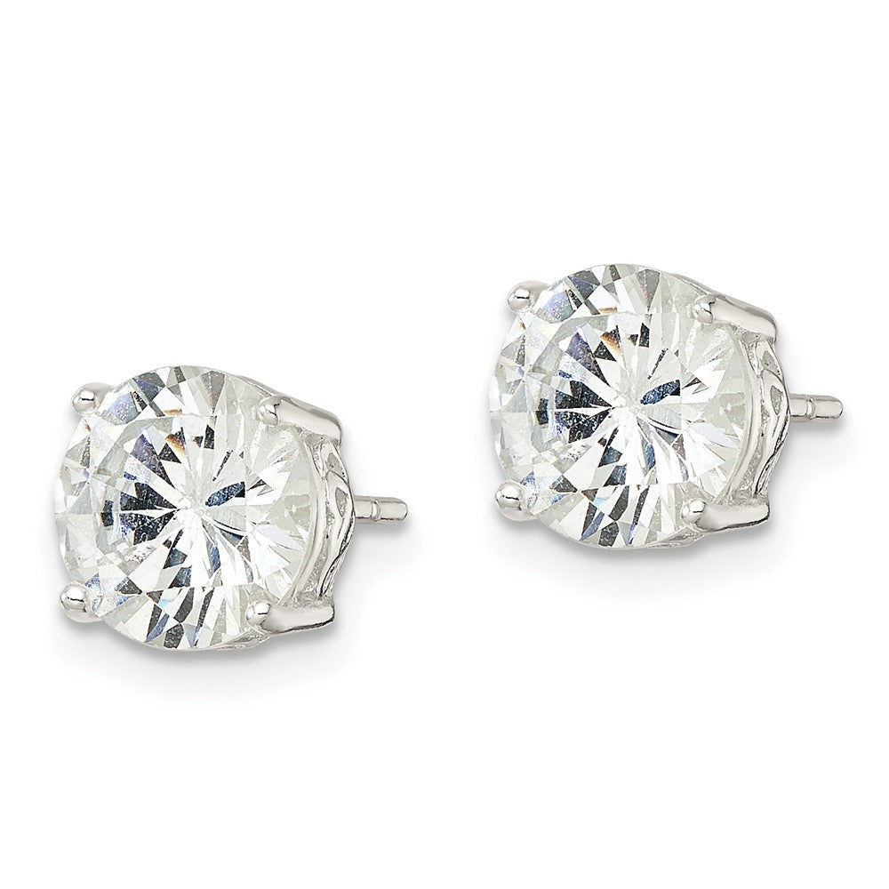 Sterling Silver Polished CZ Circle Post Earrings