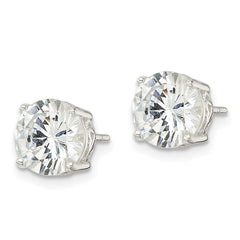 Sterling Silver Polished CZ Circle Post Earrings