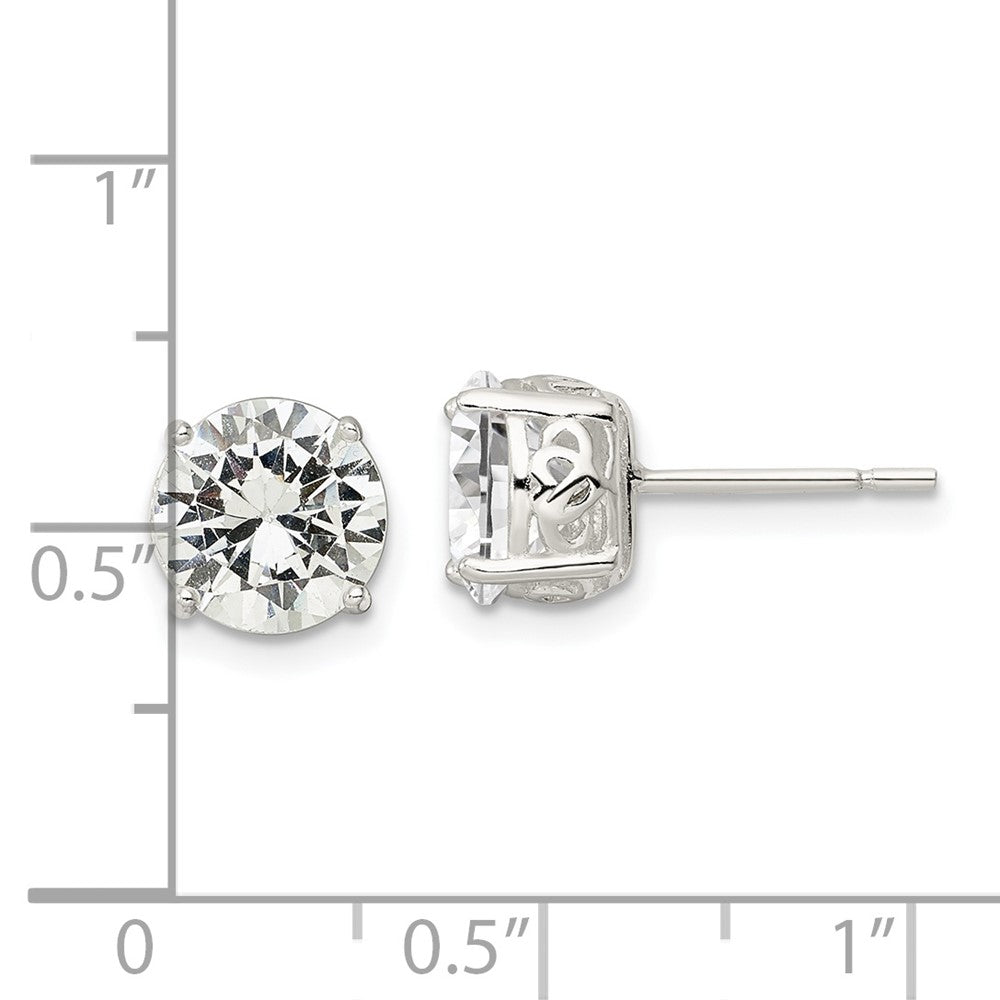 Sterling Silver Polished CZ Circle Post Earrings