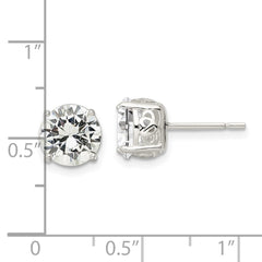 Sterling Silver Polished CZ Circle Post Earrings