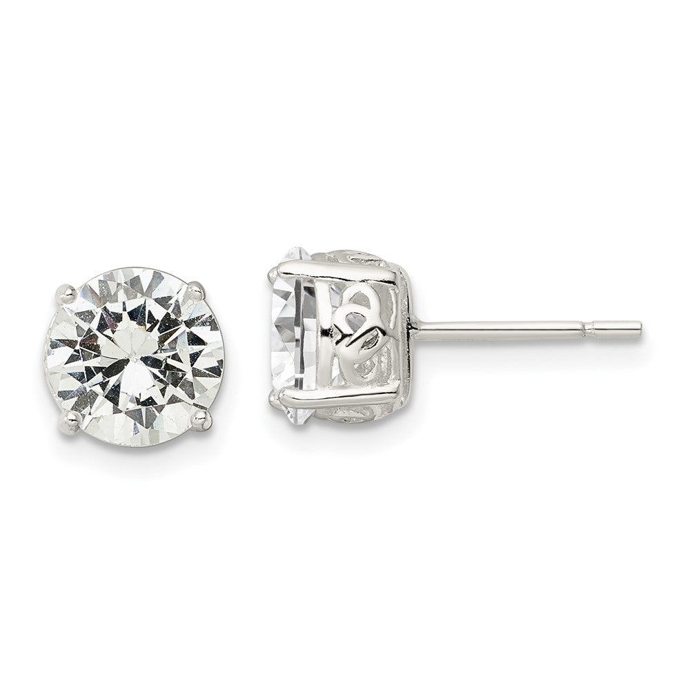 Sterling Silver Polished CZ Circle Post Earrings
