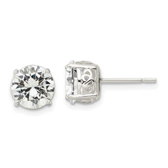 Sterling Silver Polished CZ Circle Post Earrings