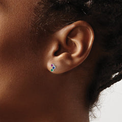 Rhodium-plated Sterling Silver Polished Multi-color CZ Post Earrings