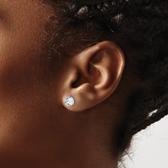 Rhodium-plated Silver Crystal Post Earrings