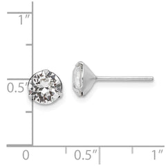 Rhodium-plated Silver Crystal Post Earrings