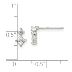 Sterling Silver Two Square CZ Post Earrings