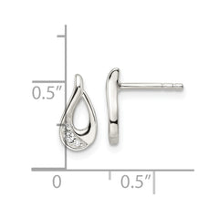 Sterling Silver CZ Teardrop Post Earrings