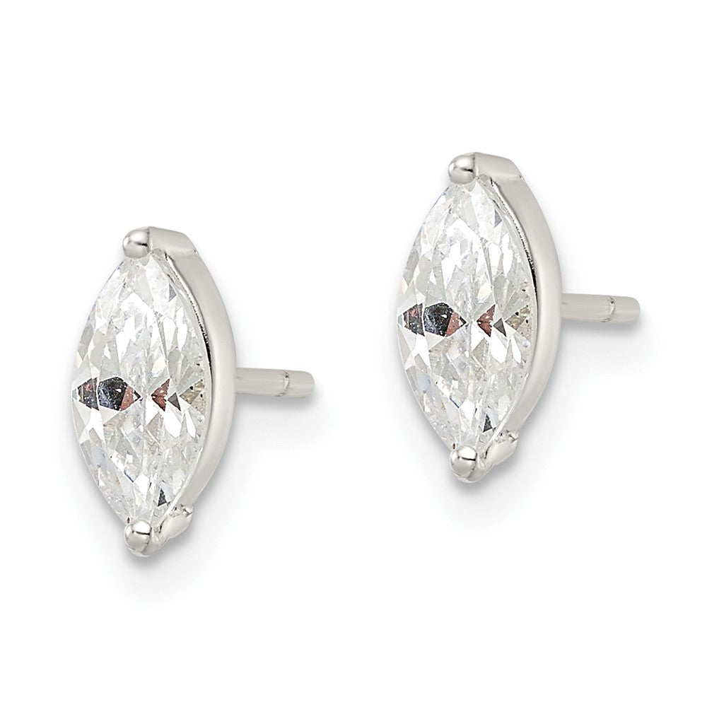 Sterling Silver Polished CZ Post Earrings