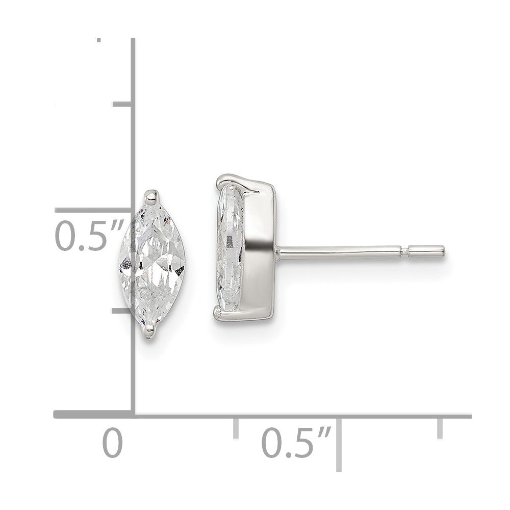 Sterling Silver Polished CZ Post Earrings