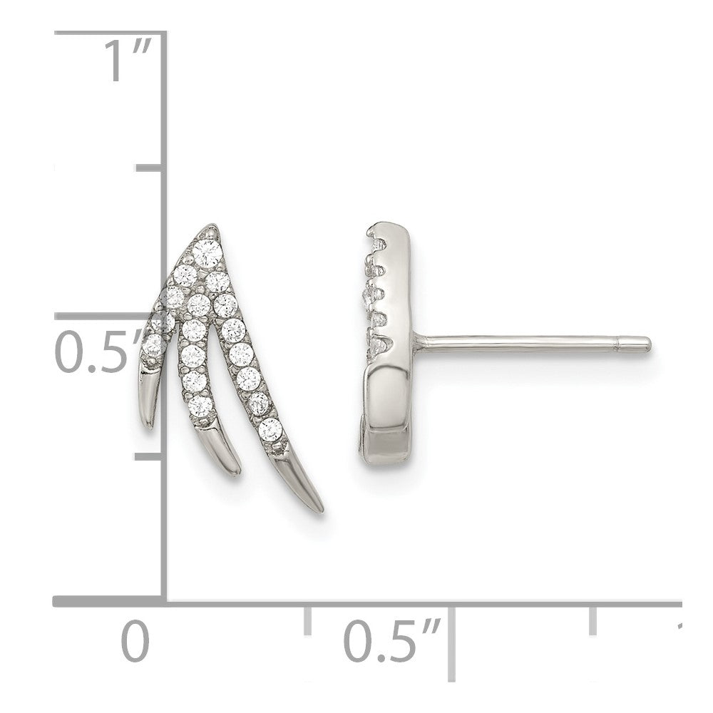 Rhodium-plated Sterling Silver Fancy CZ Post Earrings